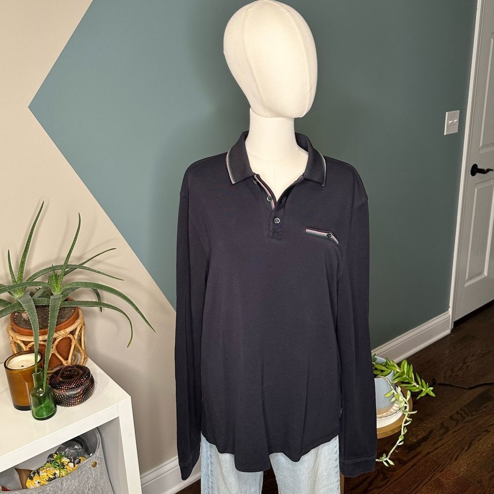 Ted Baker London Men’s Vintage Long-Sleeve Golf Polo Shirt Size M Retro Preppy - Picture 2 of 11